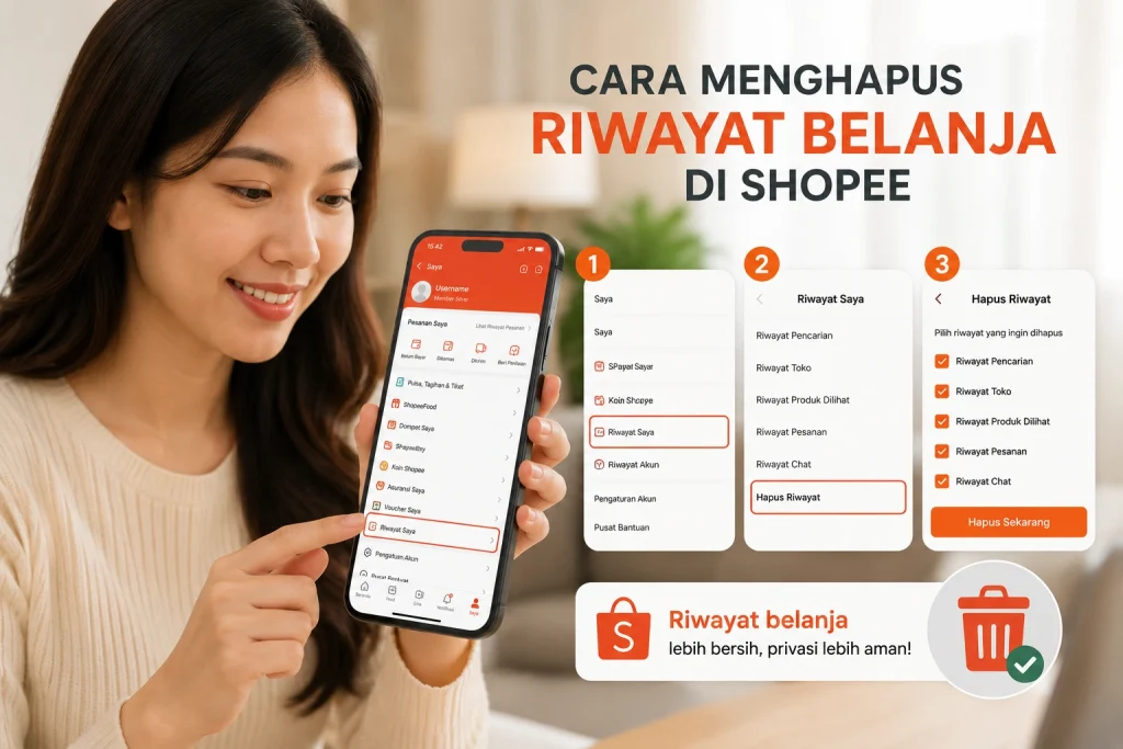 5 Cara Menghapus Riwayat Pembelian di Shopee dan Alternatifnya