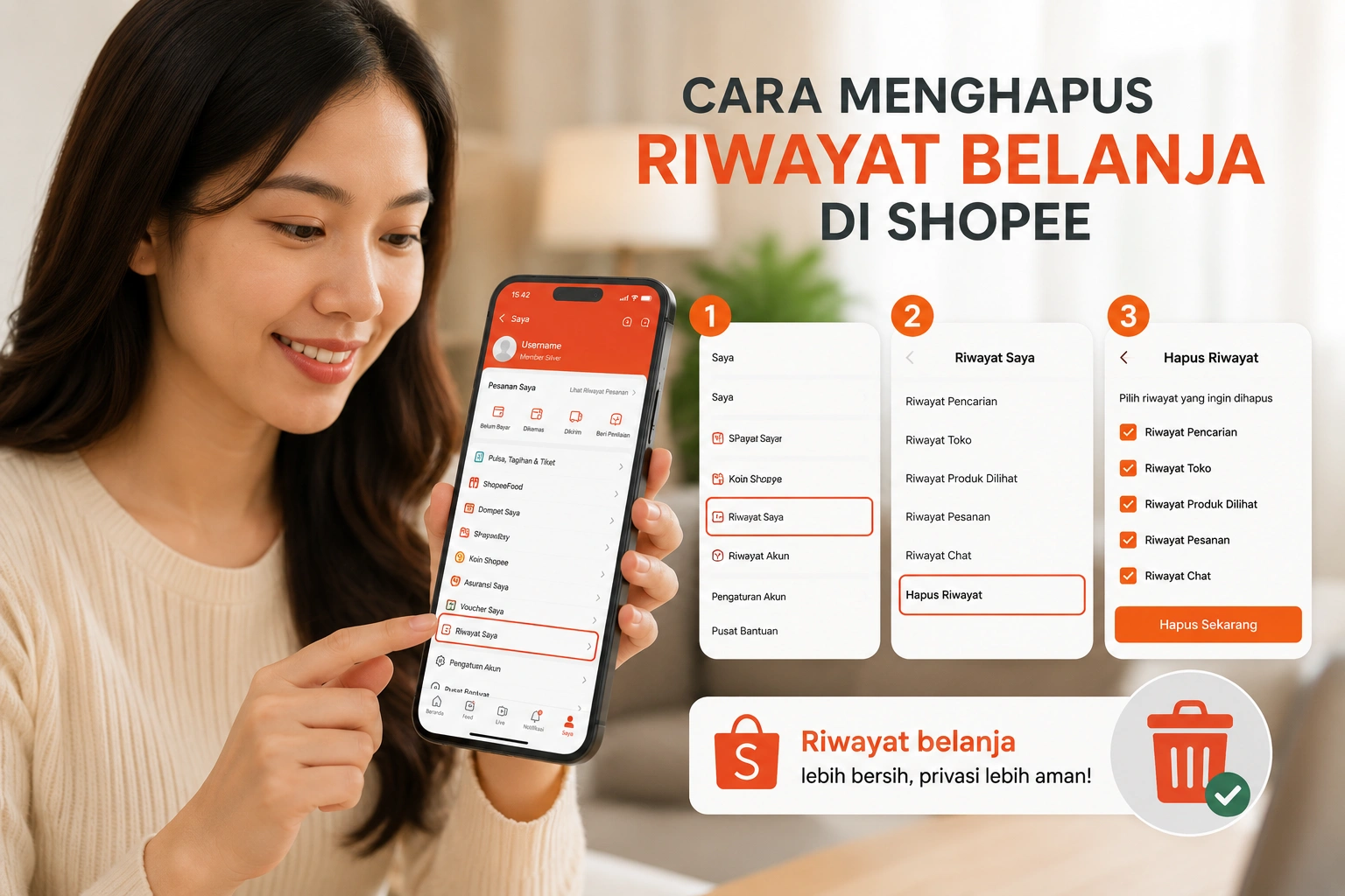5 Cara Menghapus Riwayat Pembelian di Shopee dan Alternatifnya
