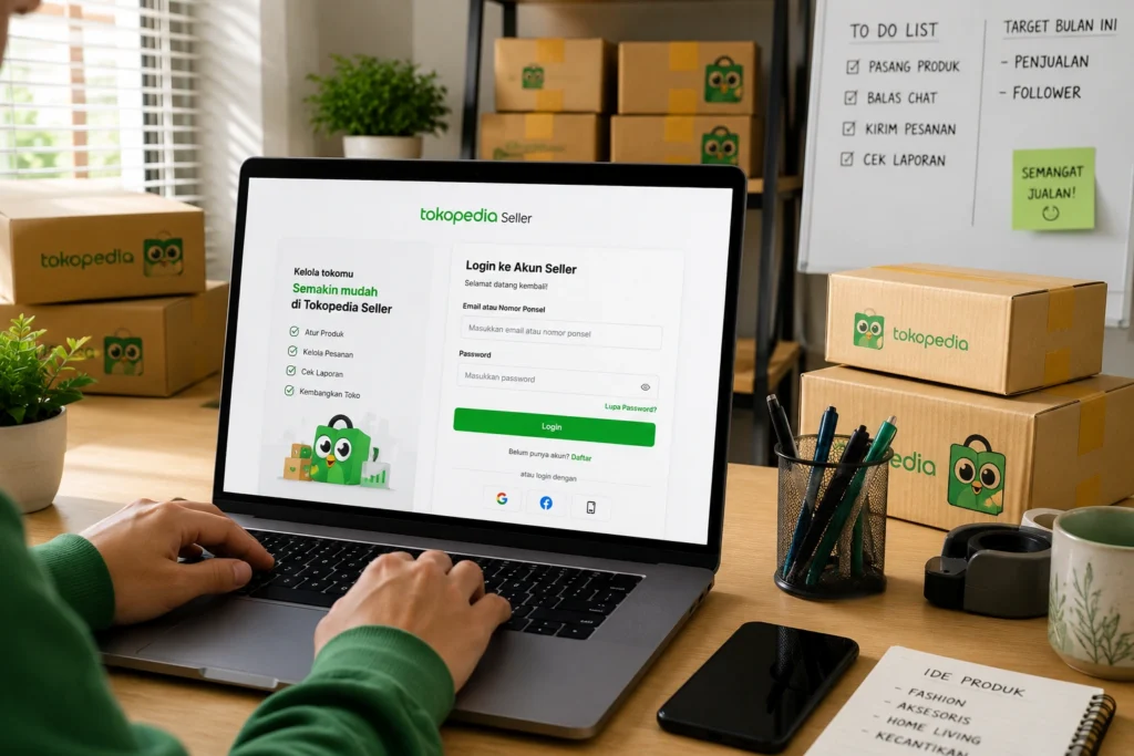 cara masuk tokopedia web