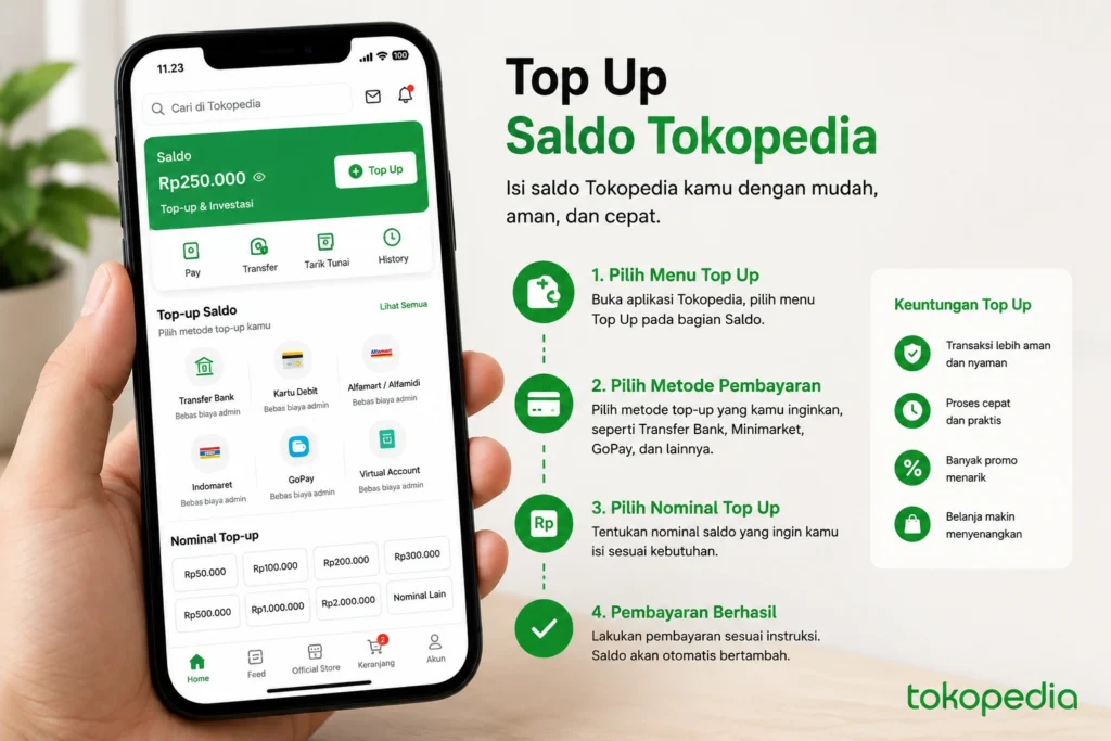 cara menambah saldo tokopedia