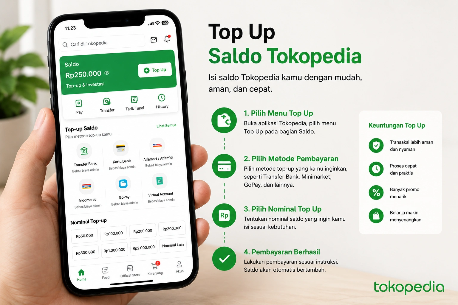 cara menambah saldo tokopedia